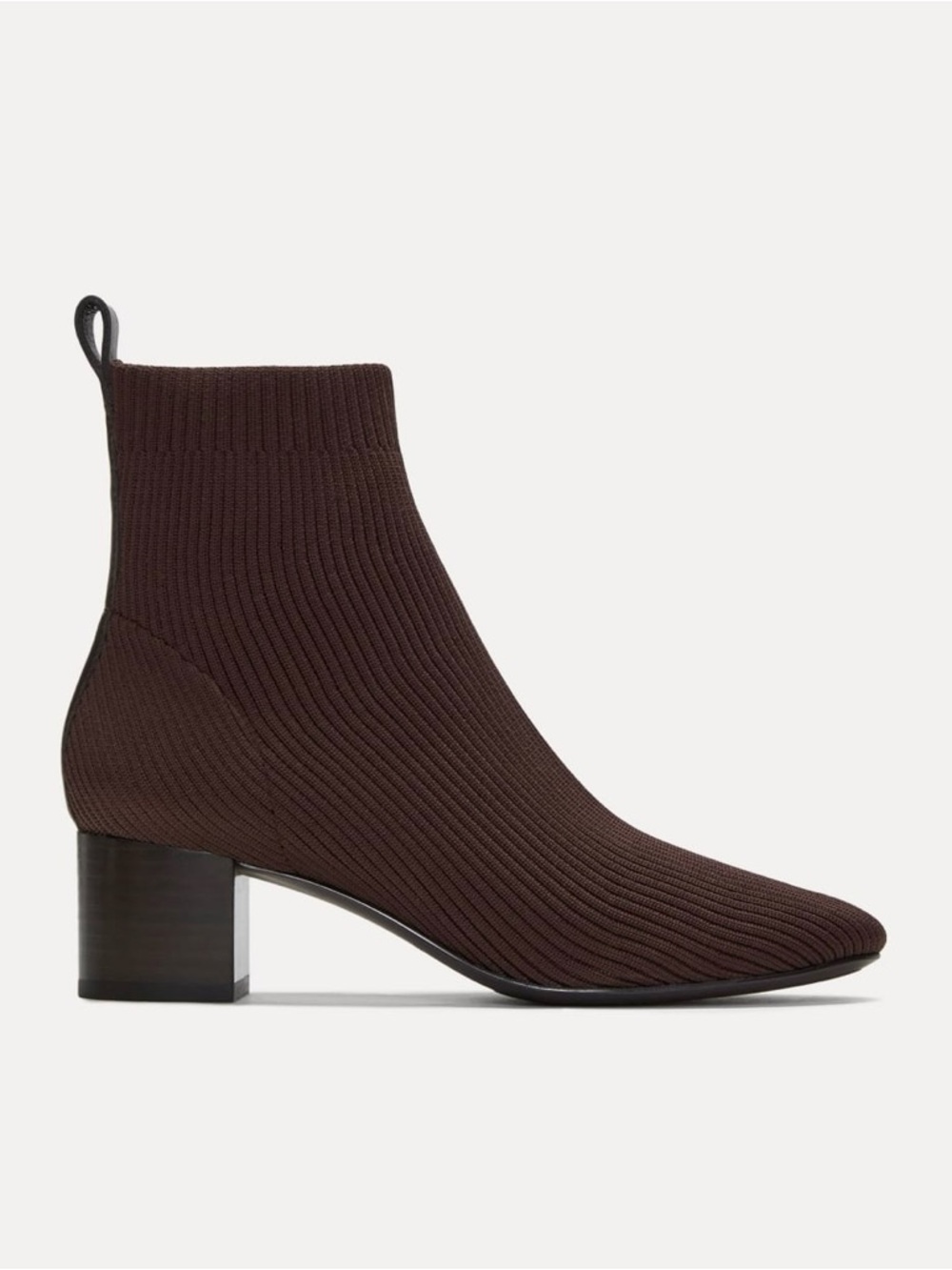 EVERLANE The Glove Boot Size 5 Dark Brown ReKnit 2" Block Heel Minimalist Spring
